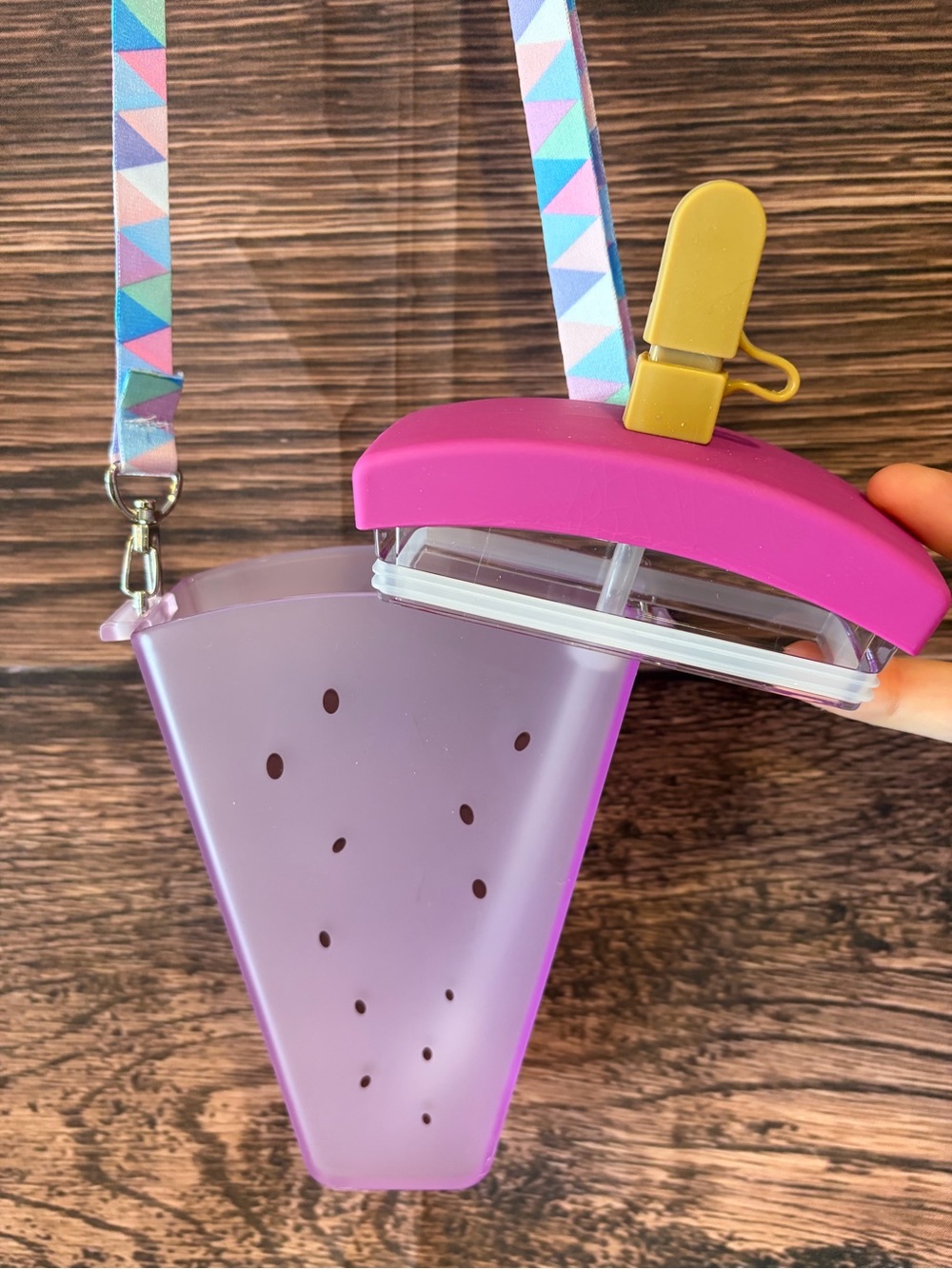 Kids Purple Novelty Snack Carrier with Clip Strap water bottle